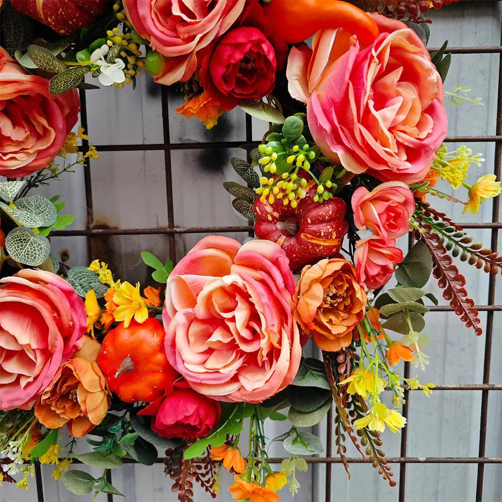Couronne d’automne avec citrouille 40 cm – Couronne décorative haut de gamme Décoration d’automne pour porte intérieure et extérieure | Sulvida