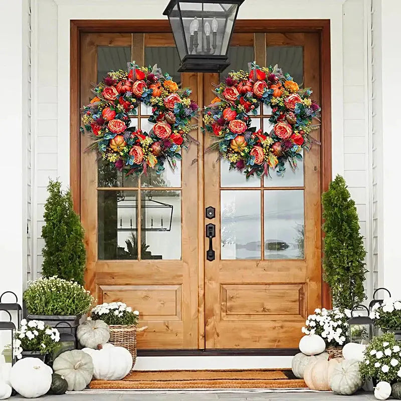 Couronne d’automne avec citrouille 40 cm – Couronne décorative haut de gamme Décoration d’automne pour porte intérieure et extérieure | Sulvida