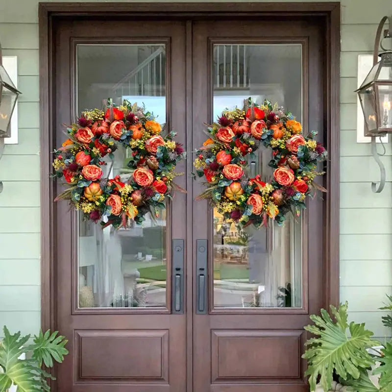 Couronne d’automne avec citrouille 40 cm – Couronne décorative haut de gamme Décoration d’automne pour porte intérieure et extérieure | Sulvida
