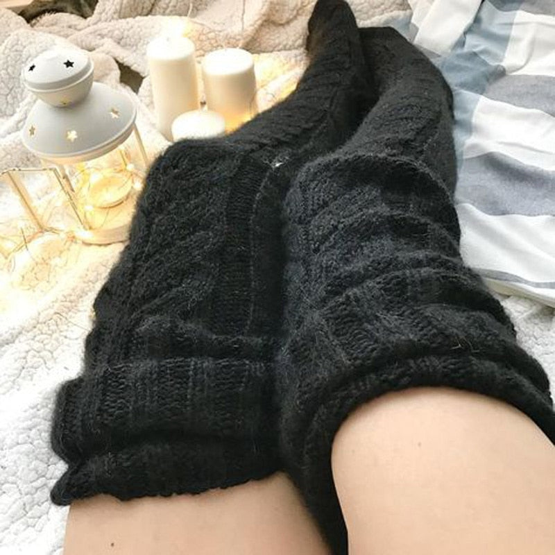 Dames Overknee Gebreide Sokken Kabel Patroon Warm Winter Been Accessoire Beenwarmers voor Winteroutfits | Sulvida