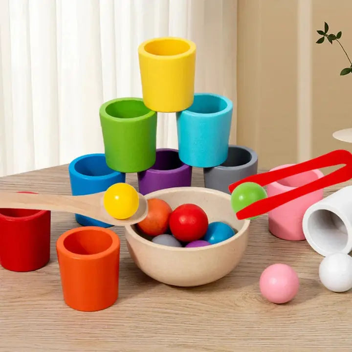 Houten kleur- en sorteersets voor kinderen | Motoriekontwikkeling kleurherkenning educatief speelgoed vanaf 3 jaar | Sulvida