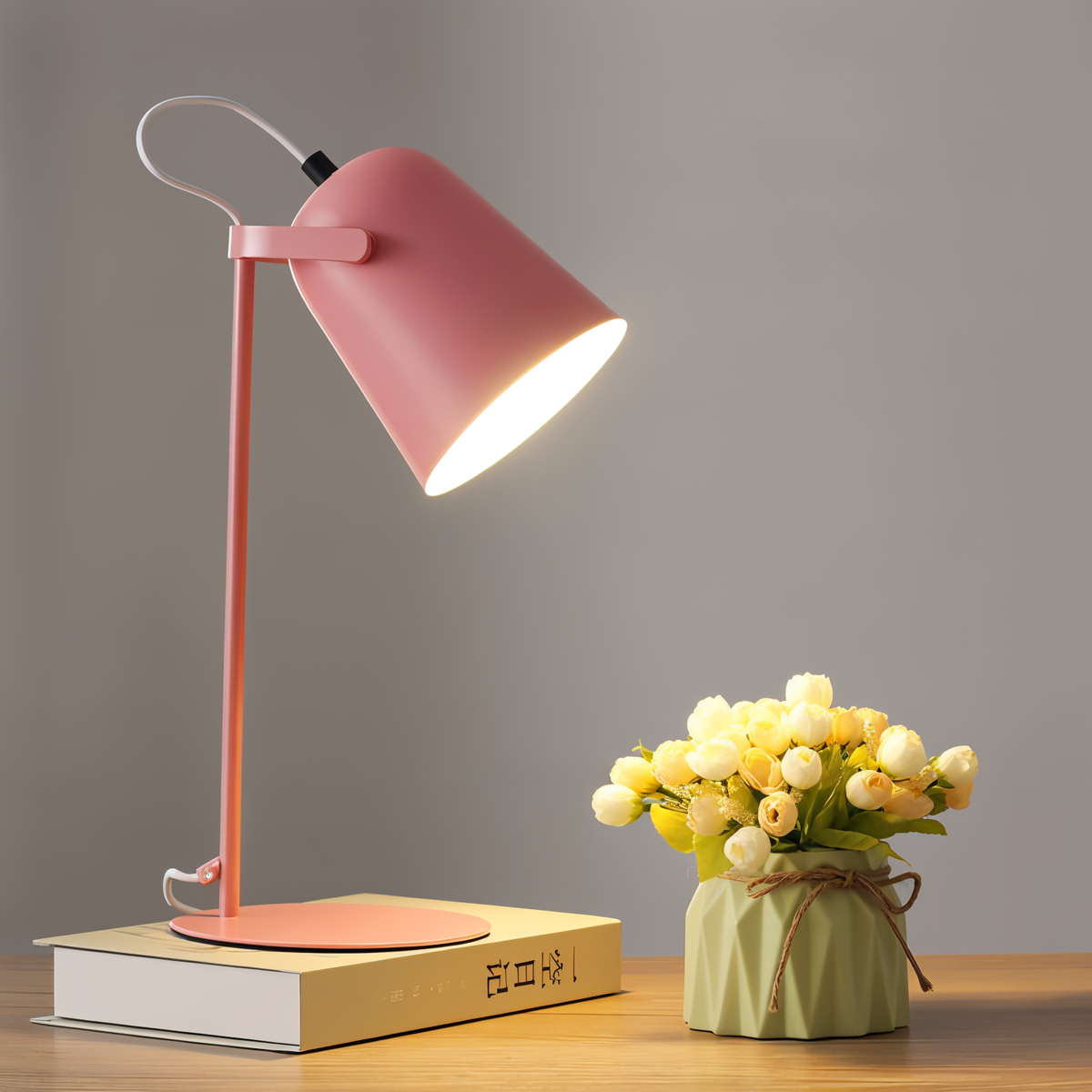 Moderne Tafellamp met Verstelbare Kap Roze Geel Groen Wit Zwart Grijs Metaal Leeslamp Bureaulamp Nordic | Sulvida