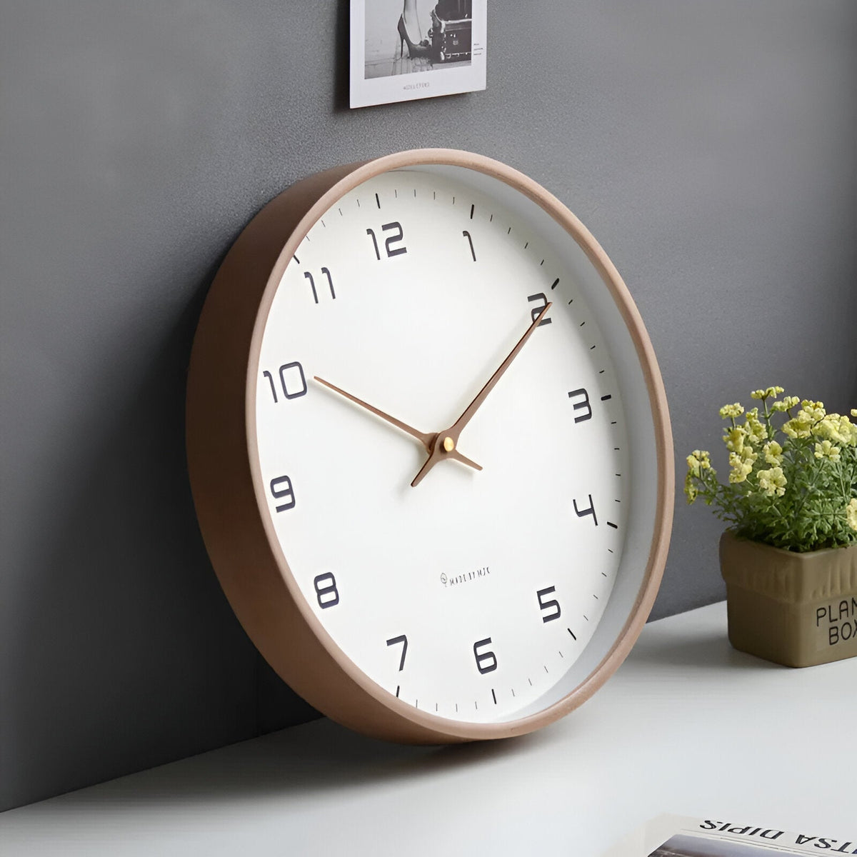 Wandklok Scandinavisch Hout 30cm Stille Uurwerk Moderne Keukenklok Minimalistisch Design Natuurlijke Houtlook | Sulvida