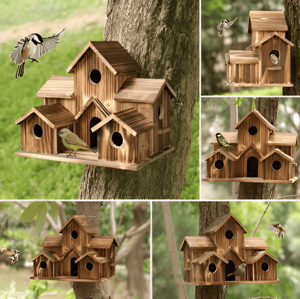 Vogelhuisje Hout Weerbestendig 20x14x15 cm Natuurlijk Nestkastje Tuin Balkon Terras Ophangbaar Decoratief | Sulvida