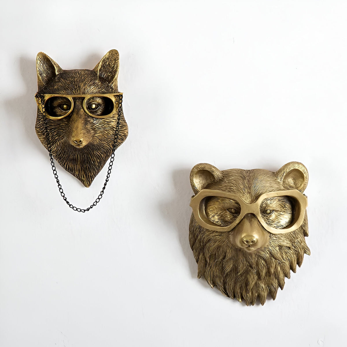Decoratieve Wandhaak Dierenkop Goudkleurig Hars Sleutels Jassen Tassen Klassiek Interieur Woonkamer Gang | Sulvida