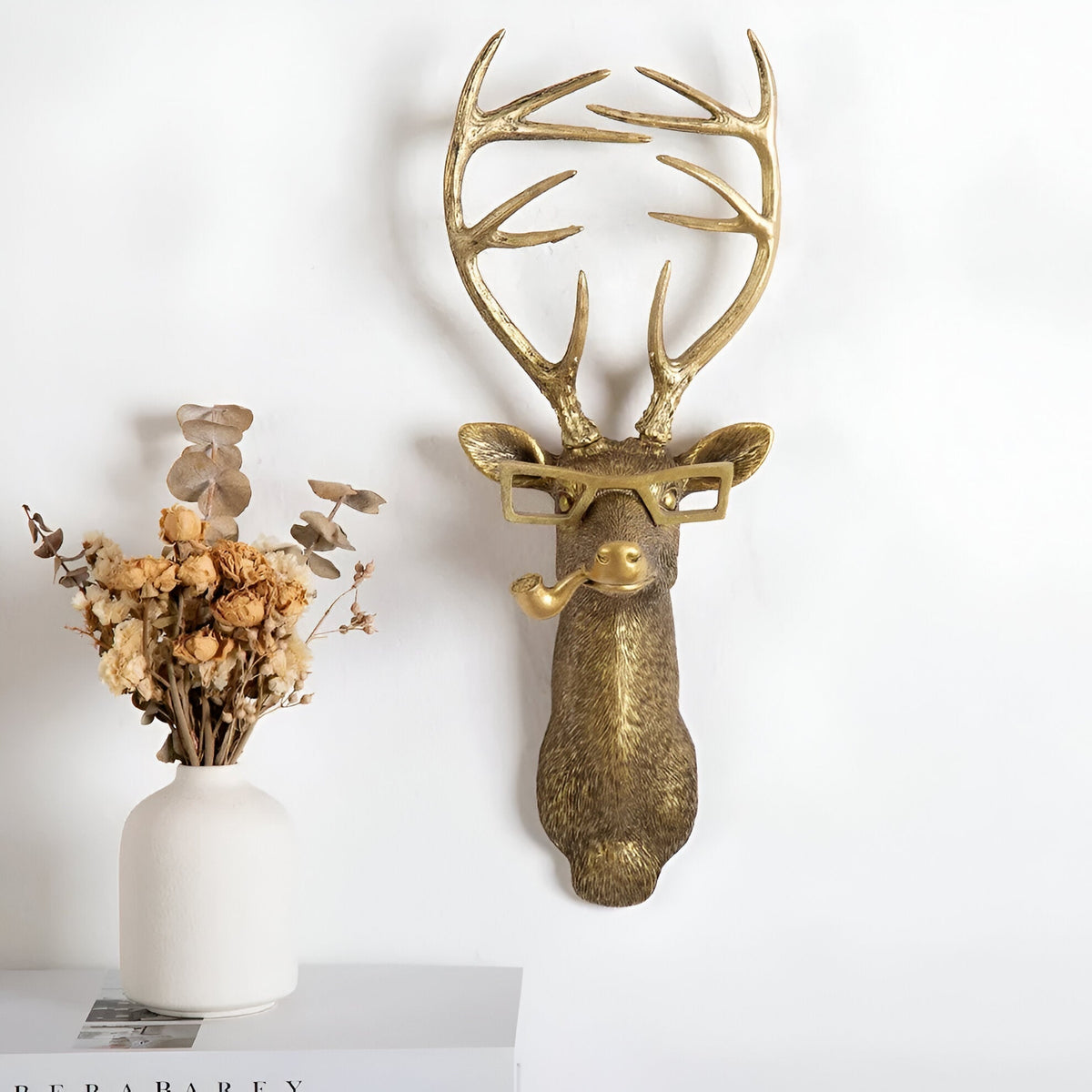Decoratieve Wandhaak Dierenkop Goudkleurig Hars Sleutels Jassen Tassen Klassiek Interieur Woonkamer Gang | Sulvida