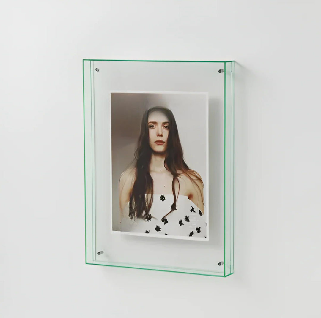 Zwevende fotolijst acryl transparant staand wandmontage minimalistisch design bureau plank moderne woonkamer | Sulvida