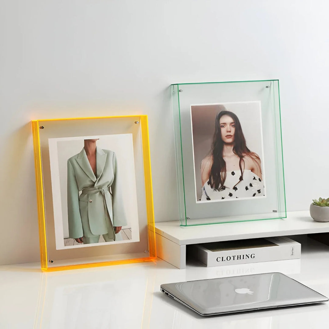 Zwevende fotolijst acryl transparant staand wandmontage minimalistisch design bureau plank moderne woonkamer | Sulvida