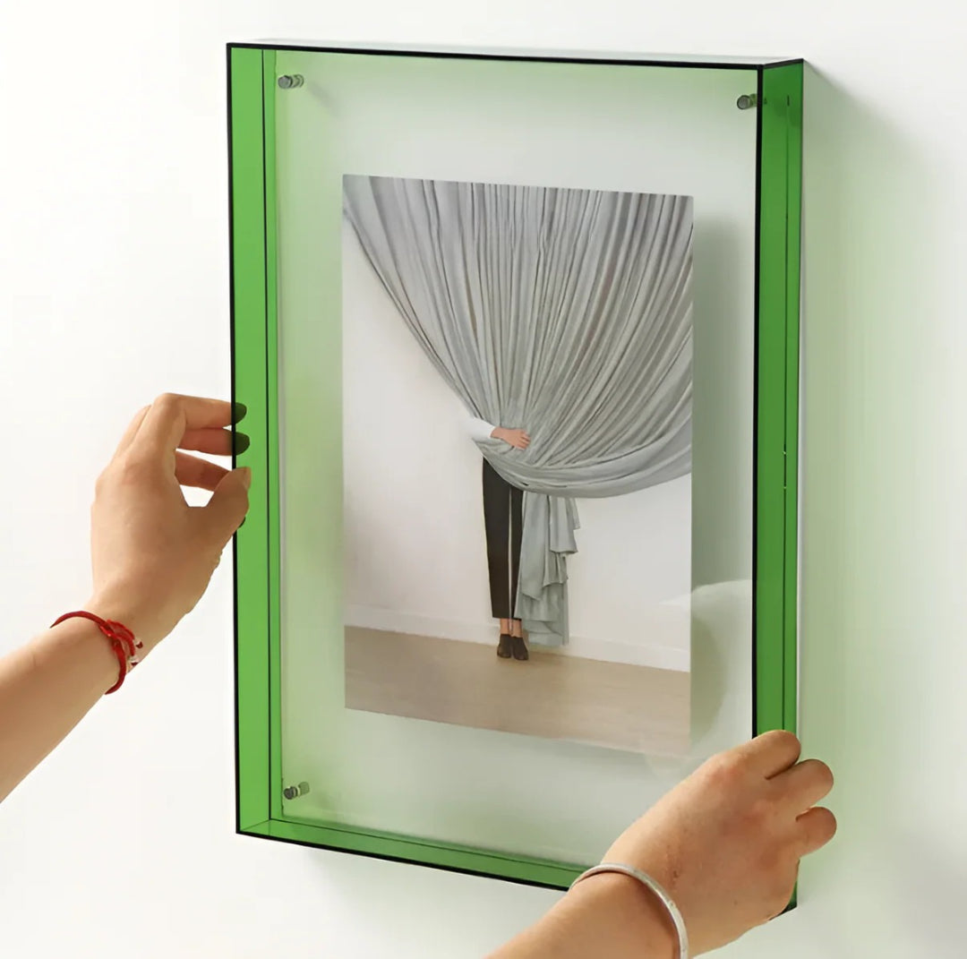 Zwevende fotolijst acryl transparant staand wandmontage minimalistisch design bureau plank moderne woonkamer | Sulvida