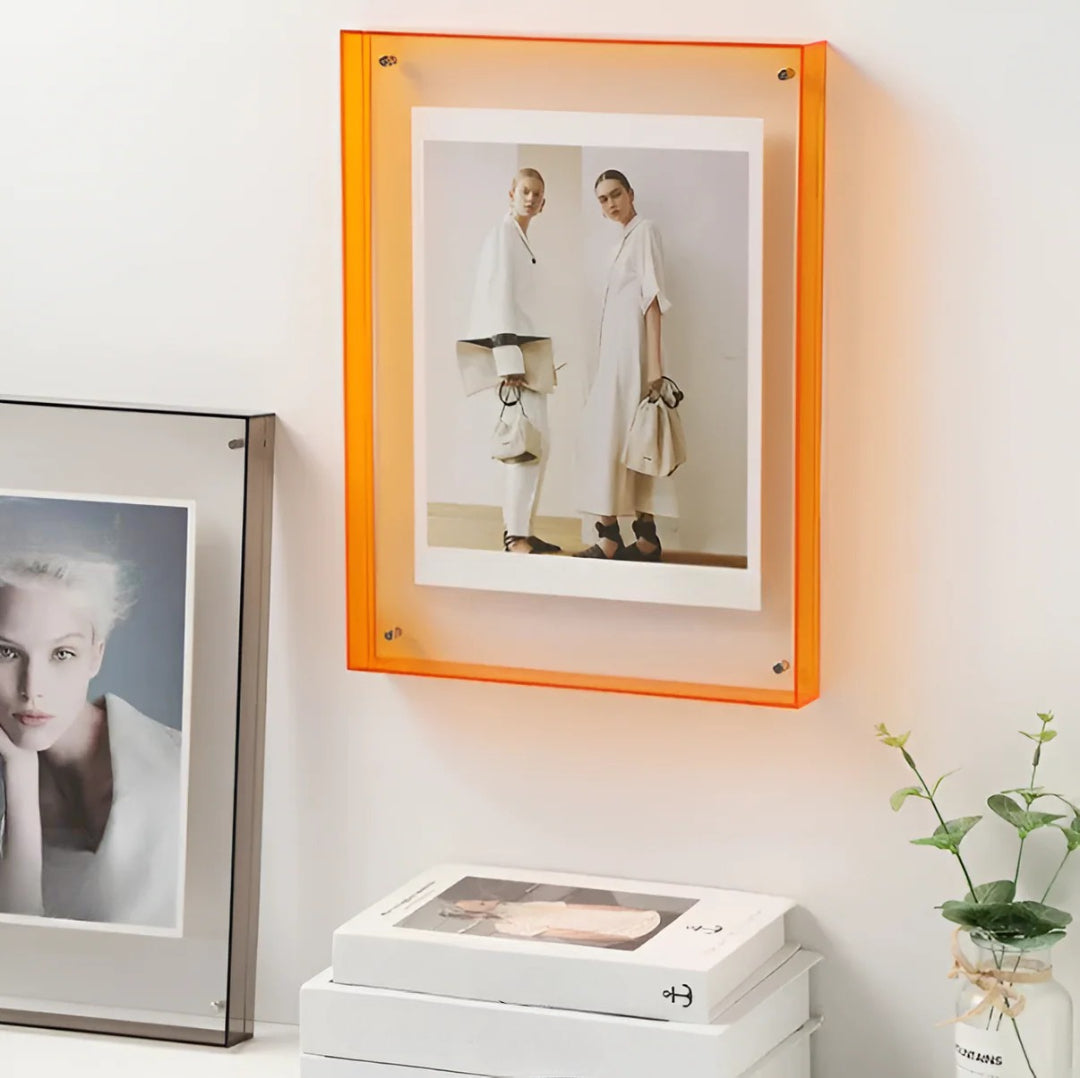 Zwevende fotolijst acryl transparant staand wandmontage minimalistisch design bureau plank moderne woonkamer | Sulvida