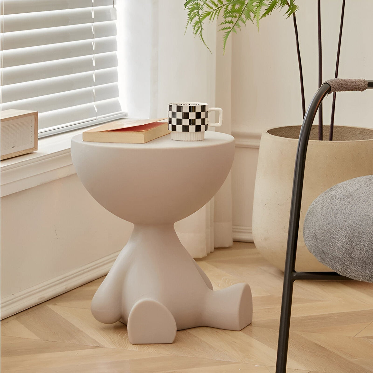 Ronde bijzettafel kunststof 37x41 cm compacte salontafel diverse kleuren voor woonkamer interieur modern | Sulvida