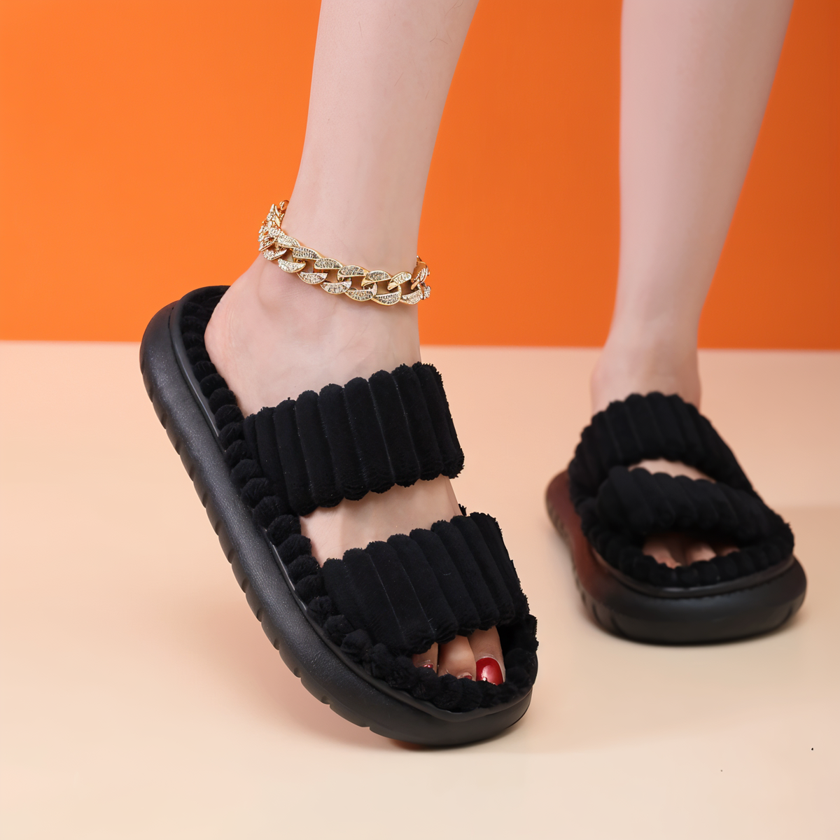 Kruisband Pantoffels met Fleecevoering Dames & Heren Winterslippers Huis Warm Binnenschoenen Antislip Comfort | Sulvida