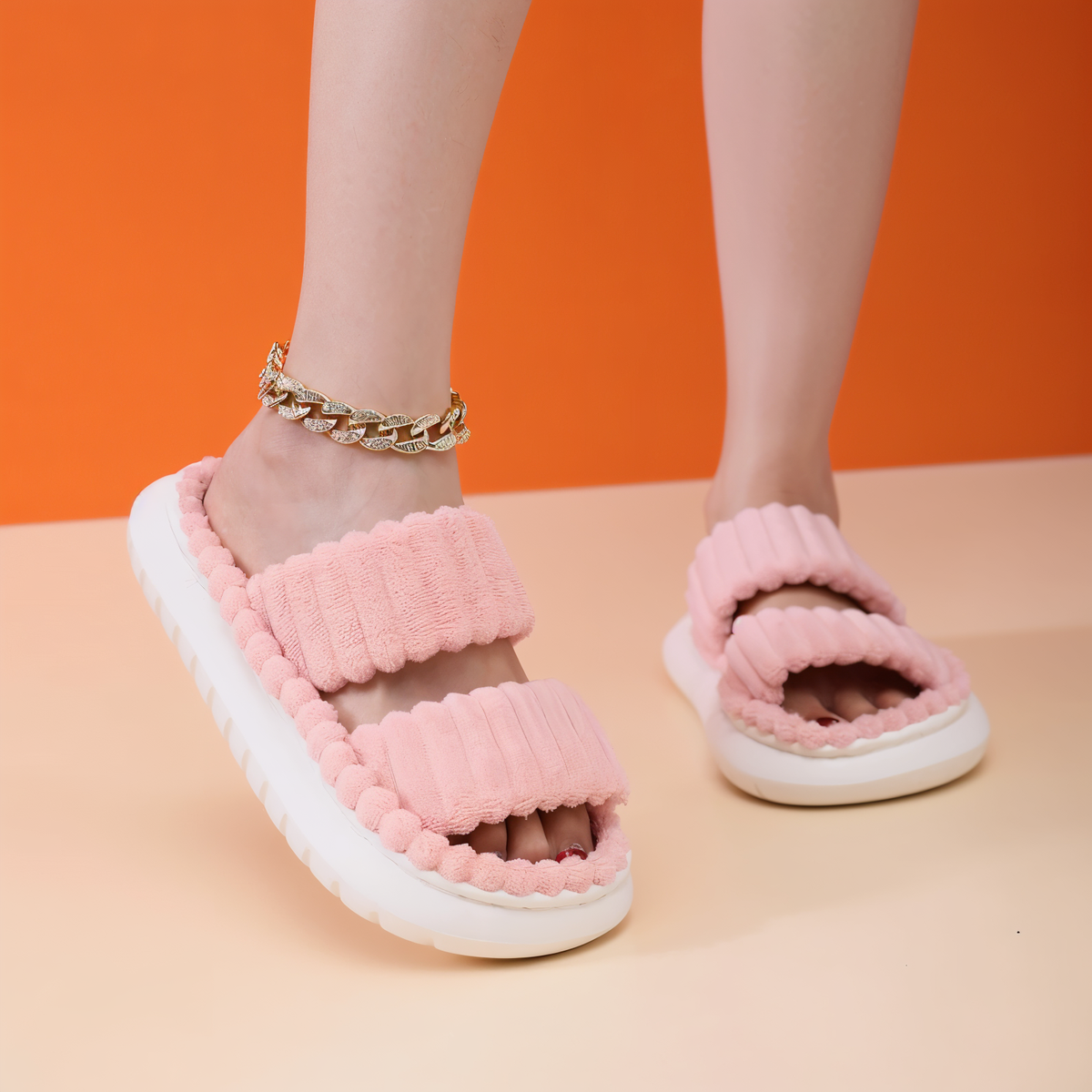 Kruisband Pantoffels met Fleecevoering Dames & Heren Winterslippers Huis Warm Binnenschoenen Antislip Comfort | Sulvida