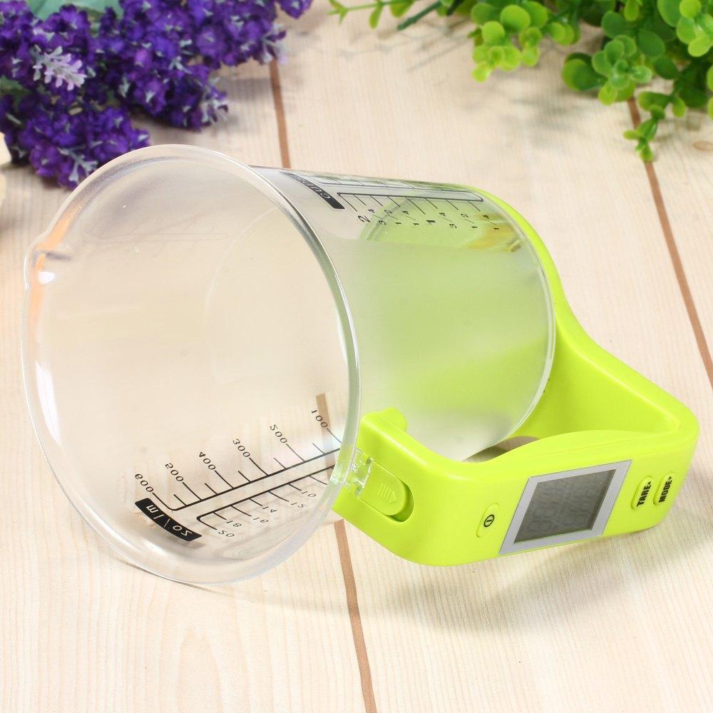 Digitale Meetbeker met Keukenweegschaal 1000 gram Precisie Kook Bakaccessoire Zwart Transparant Groen Display | Sulvida