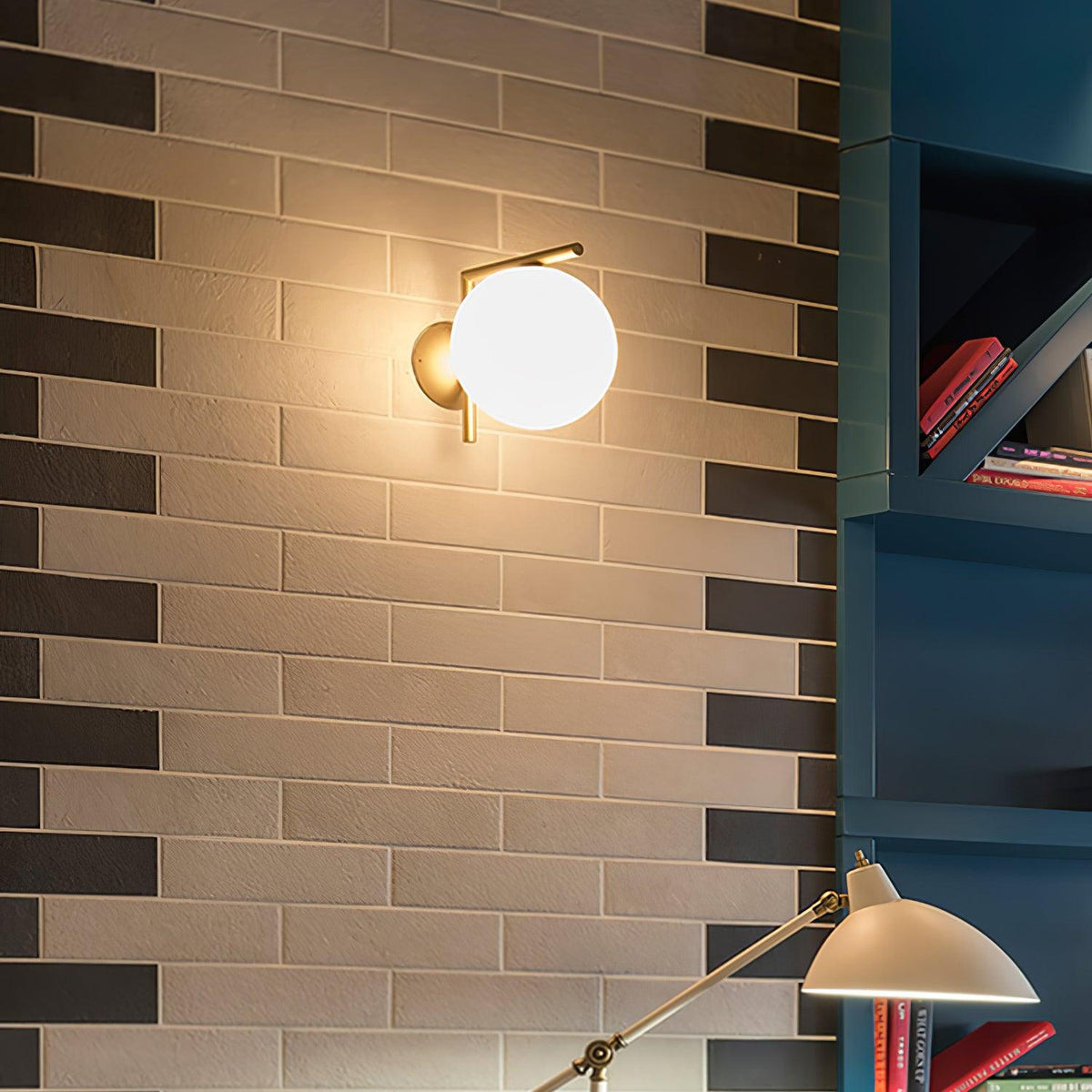 Wandlamp Geblazen Opaalglas Minimalistisch Goudkleurig Zwart Fitting E27 Modern Design Woonkamer Slaapkamer | Sulvida