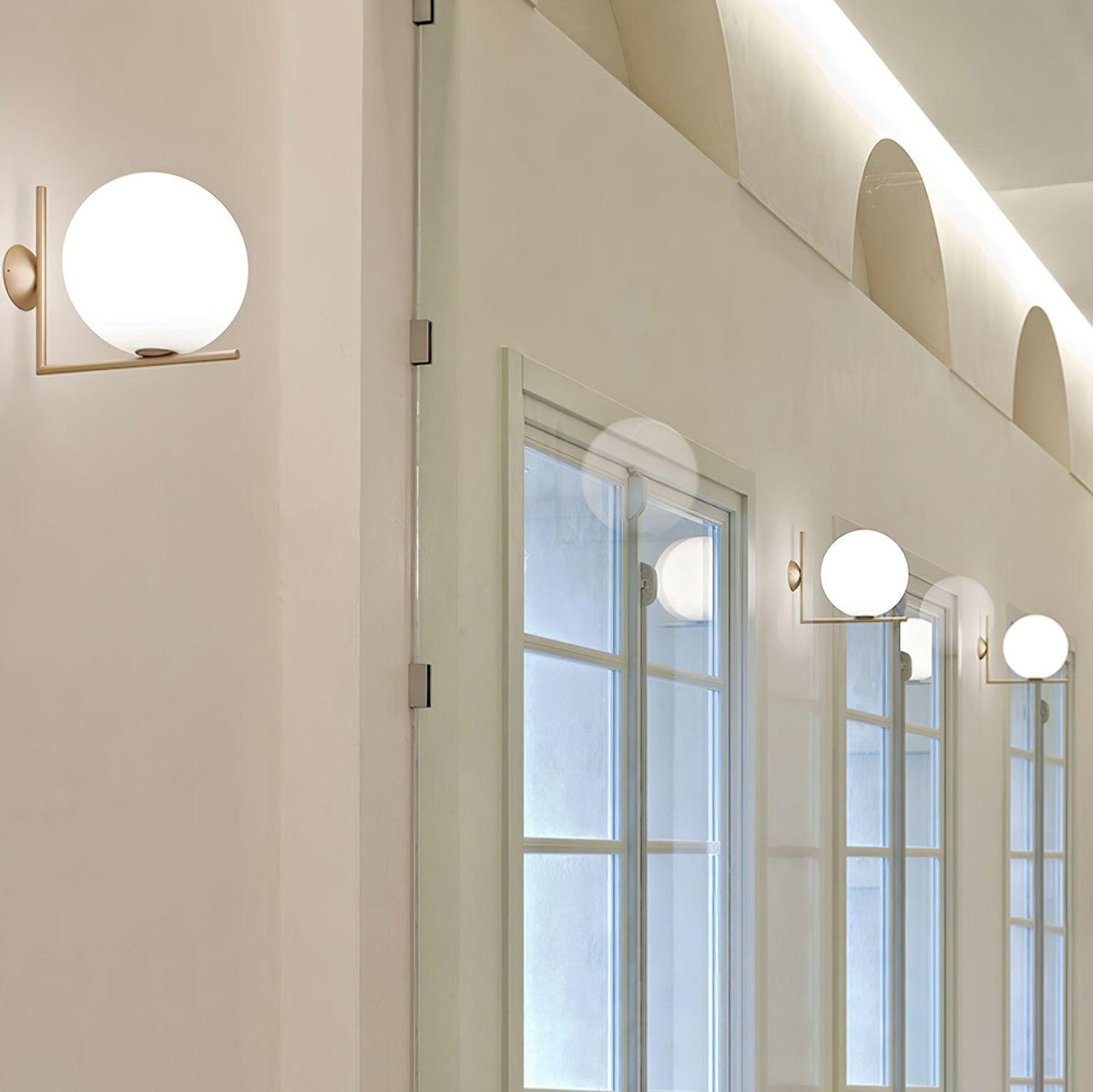 Wandlamp Geblazen Opaalglas Minimalistisch Goudkleurig Zwart Fitting E27 Modern Design Woonkamer Slaapkamer | Sulvida