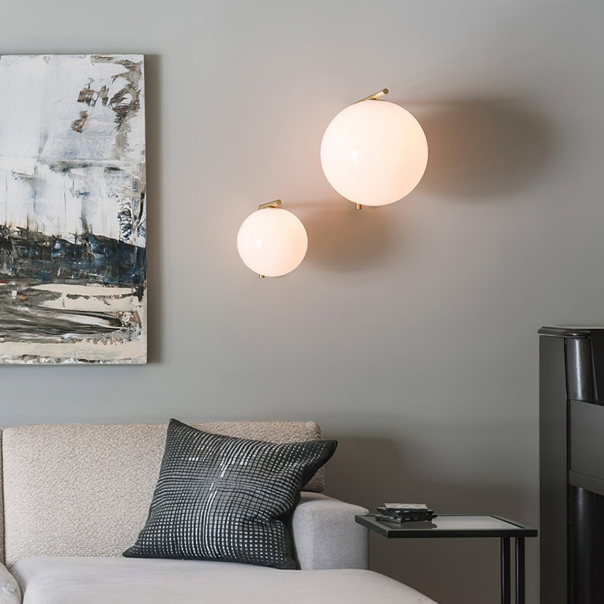 Wandlamp Geblazen Opaalglas Minimalistisch Goudkleurig Zwart Fitting E27 Modern Design Woonkamer Slaapkamer | Sulvida
