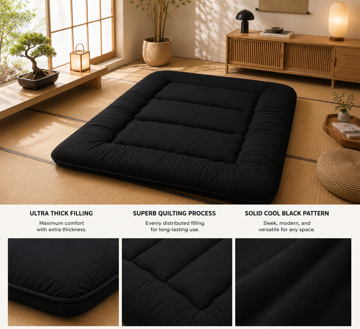 Japanse Futon Matras 10cm Dik Vouwbaar Slaapmat Tatami Bed Volwassenen Kinderen Gasten Vloer Slaapkamer | Sulvida