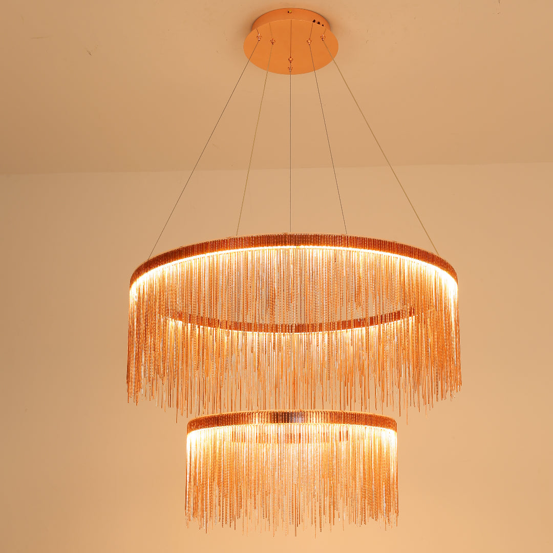 Hanglamp Metalen Kettingkraal LED Goud Zilver Dimbaar Woonkamer Eetkamer Slaapkamer Modern Design Luxe | Sulvida