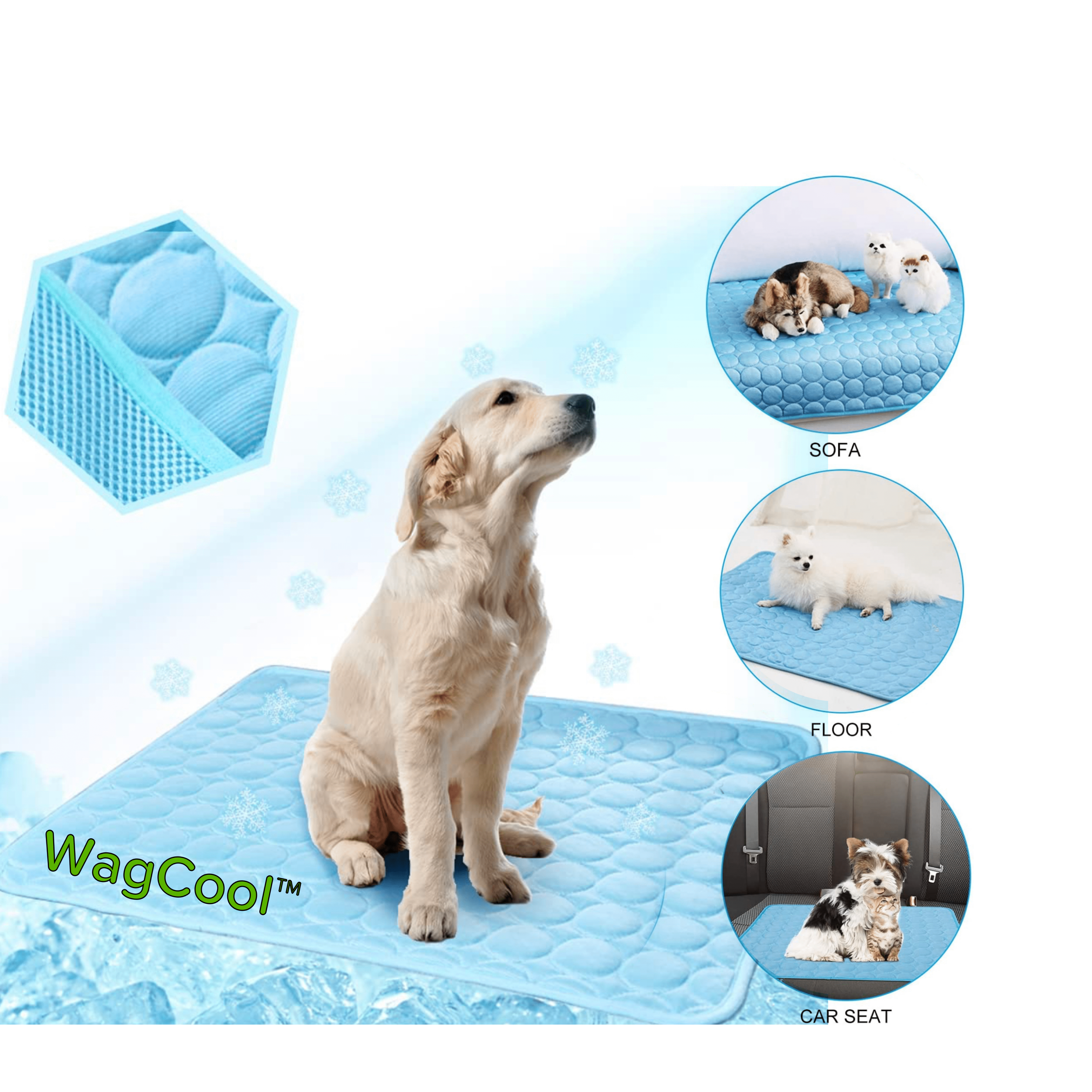 Koelmat voor Honden en Katten – Zelfkoelende Mat voor Huisdieren zonder Vullen of Bevriezen – Ijszijde Technologie – 6 Maten voor Hond, Kat, Konijn | Sulvida