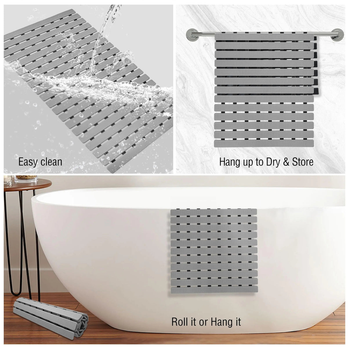 Antislip Badmat Siliconen met Zuignappen 40×63 cm Veilige Douchemat voor Badkamer Douchecabine Vloer | Sulvida