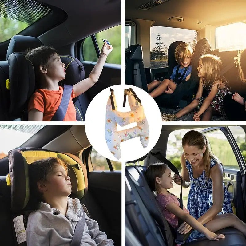 Reiskussen voor kinderen met hoofd- en neksteun voor comfortabele autorit en lange reis 67 × 50 cm grijs | Sulvida