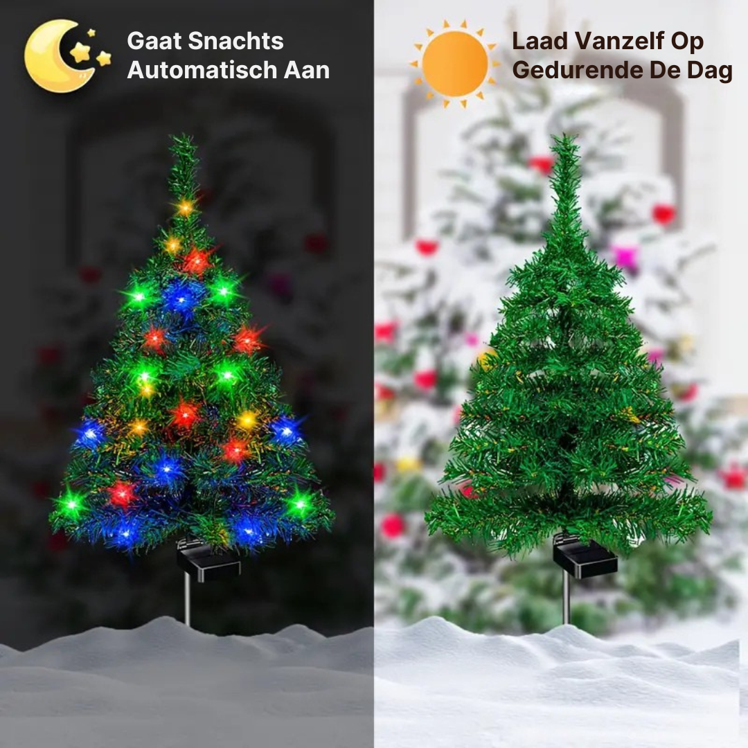Decoratieve Kerstboom met Zonnepaneel 50cm LED Tuinverlichting Feestelijk Sfeerornament voor Buiten en Tuin | Sulvida
