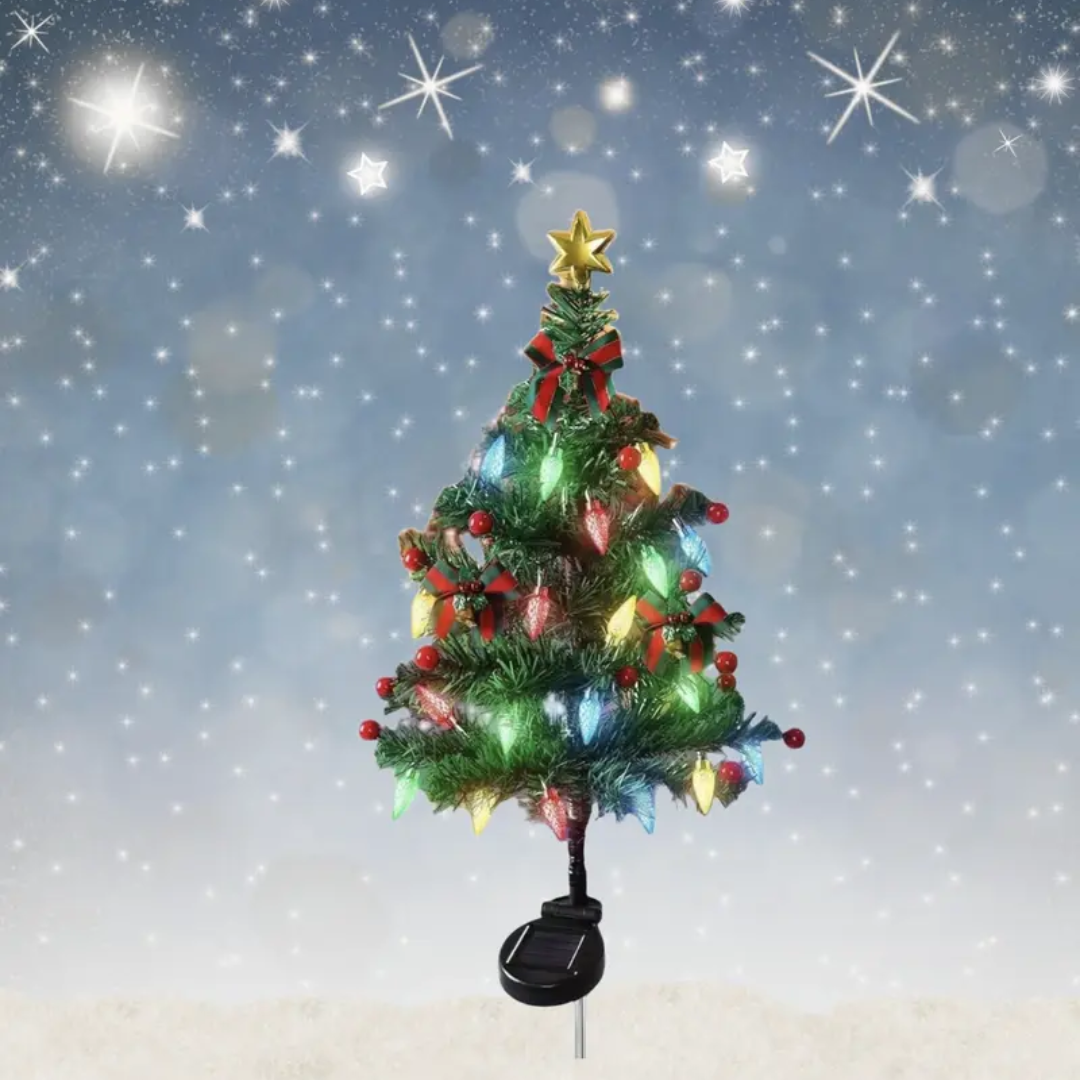 Decoratieve Kerstboom met Zonnepaneel 50cm LED Tuinverlichting Feestelijk Sfeerornament voor Buiten en Tuin | Sulvida