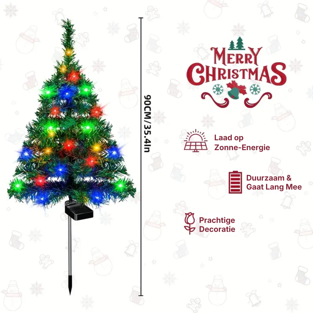 Decoratieve Kerstboom met Zonnepaneel 50cm LED Tuinverlichting Feestelijk Sfeerornament voor Buiten en Tuin | Sulvida