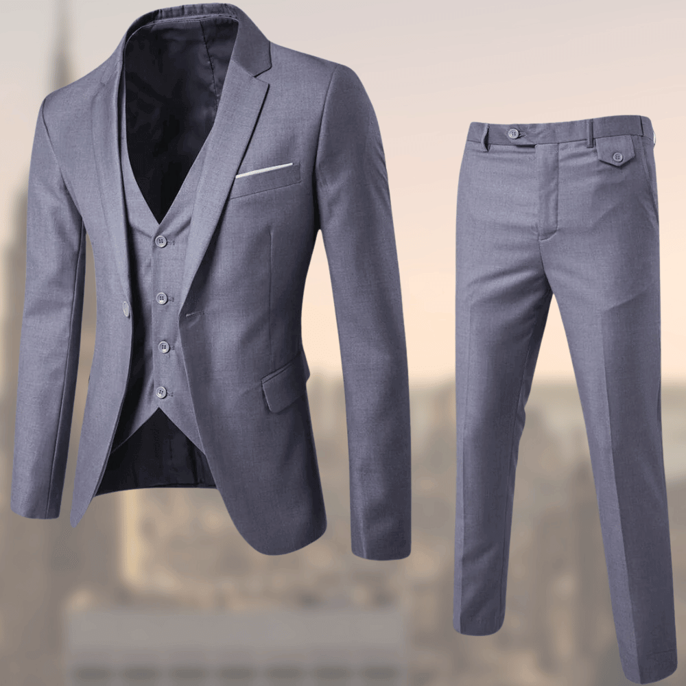Costume trois-pièces pour homme avec veste, gilet et pantalon, professionnel, formel, élégant, stylé, moderne, confortable et chic | Sulvida