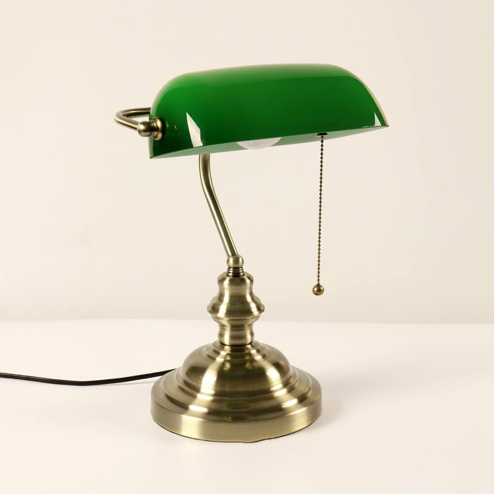 Vintage tafellamp met glazen kap en metalen voet in 4 kleuren voor sfeervolle verlichting woonkamer slaapkamer | Sulvida