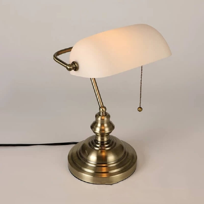 Vintage tafellamp met glazen kap en metalen voet in 4 kleuren voor sfeervolle verlichting woonkamer slaapkamer | Sulvida