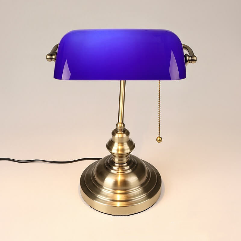 Vintage tafellamp met glazen kap en metalen voet in 4 kleuren voor sfeervolle verlichting woonkamer slaapkamer | Sulvida