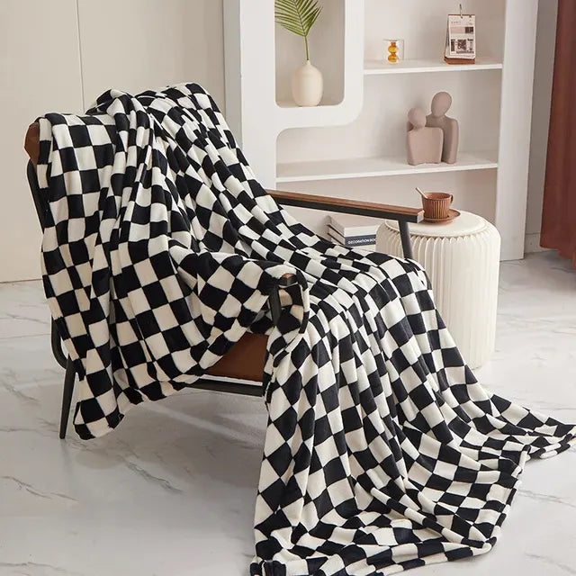 Geruit Plaid met Schaakbordpatroon – Zachte Wollen Deken voor Bank & Bed – Veelzijdige Decoratieve Woonplaid | Sulvida