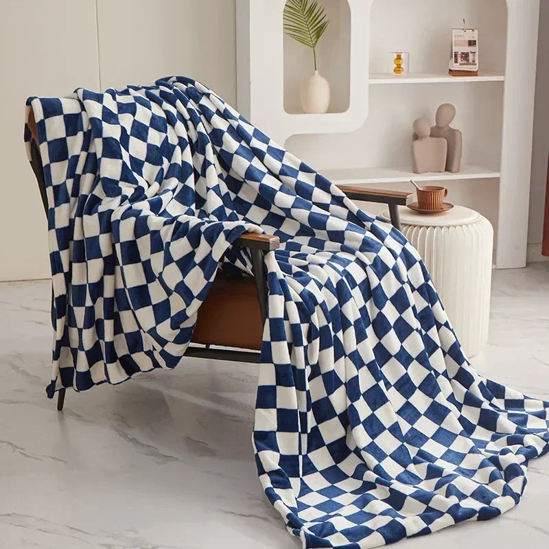 Geruit Plaid met Schaakbordpatroon – Zachte Wollen Deken voor Bank & Bed – Veelzijdige Decoratieve Woonplaid | Sulvida