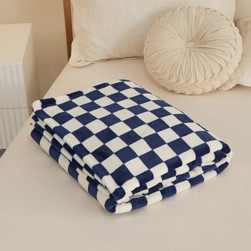 Geruit Plaid met Schaakbordpatroon – Zachte Wollen Deken voor Bank & Bed – Veelzijdige Decoratieve Woonplaid | Sulvida
