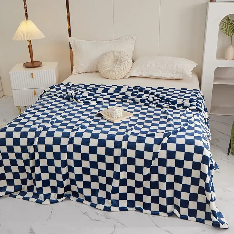 Geruit Plaid met Schaakbordpatroon – Zachte Wollen Deken voor Bank & Bed – Veelzijdige Decoratieve Woonplaid | Sulvida