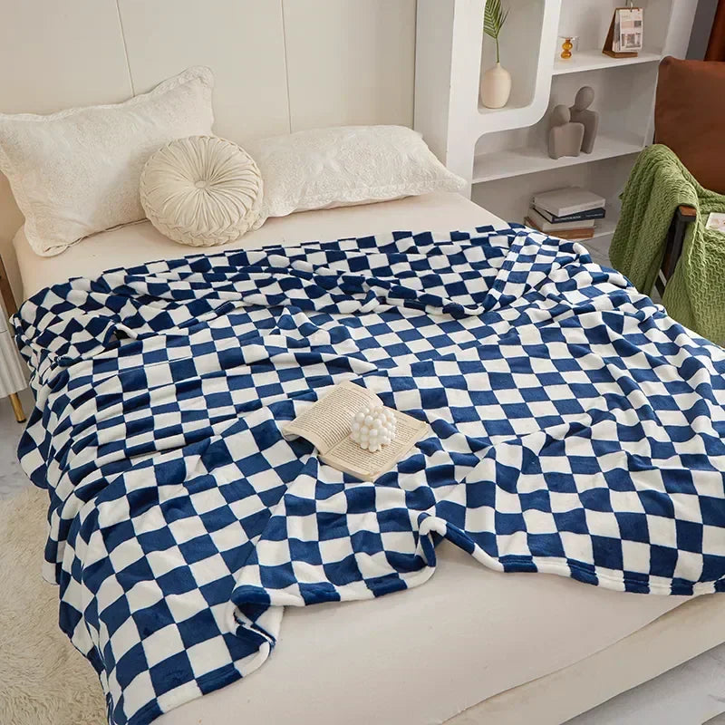 Geruit Plaid met Schaakbordpatroon – Zachte Wollen Deken voor Bank & Bed – Veelzijdige Decoratieve Woonplaid | Sulvida