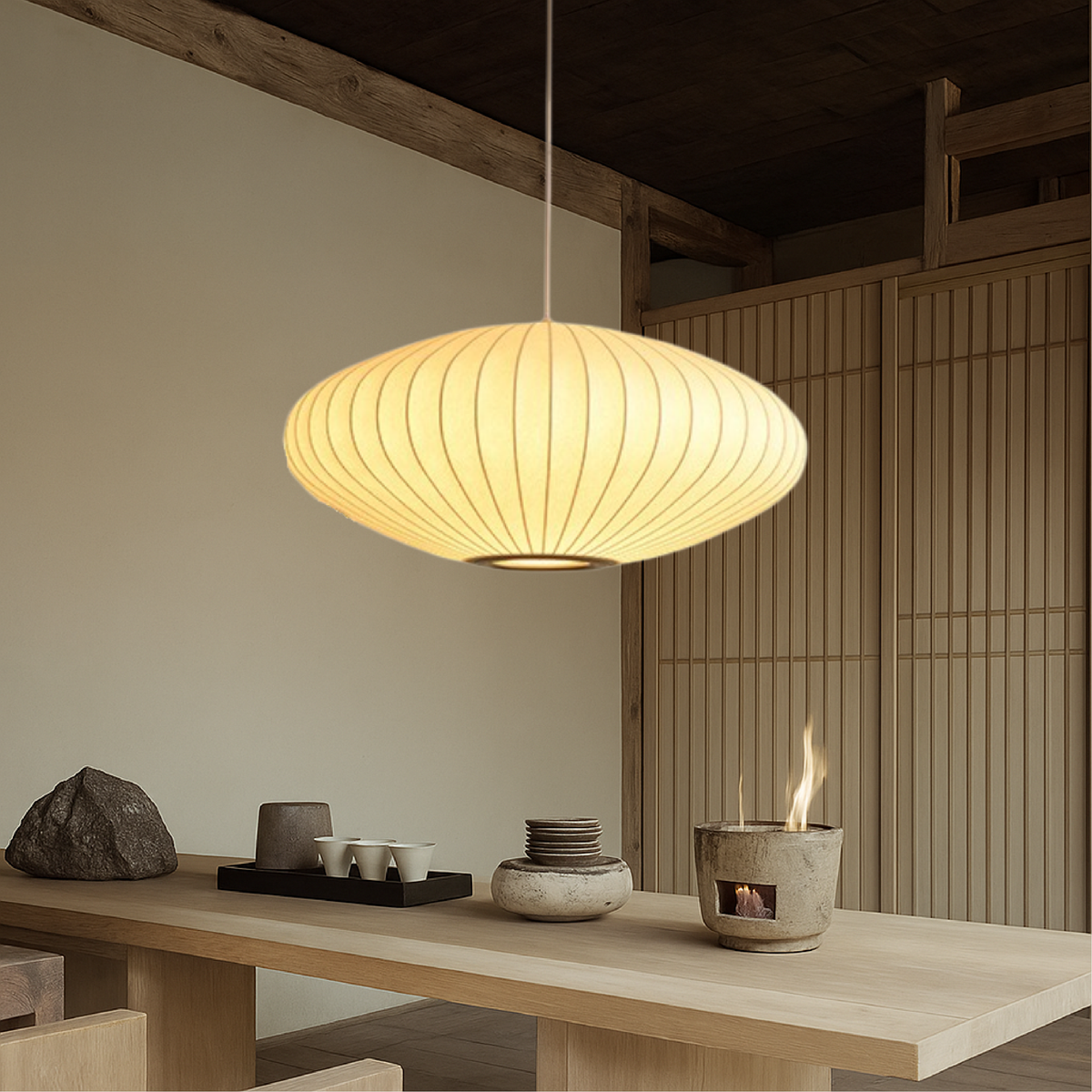 Hanglamp Zijde Look Bol 30-70cm Plafondlamp Woonkamer Eetkamer Eettafel Plafondverlichting Sfeerverlichting | Sulvida
