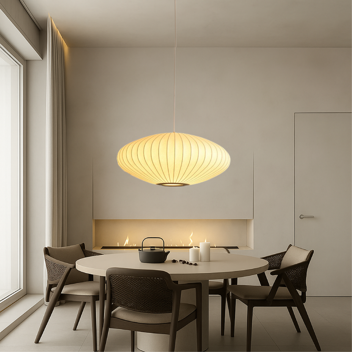 Hanglamp Zijde Look Bol 30-70cm Plafondlamp Woonkamer Eetkamer Eettafel Plafondverlichting Sfeerverlichting | Sulvida
