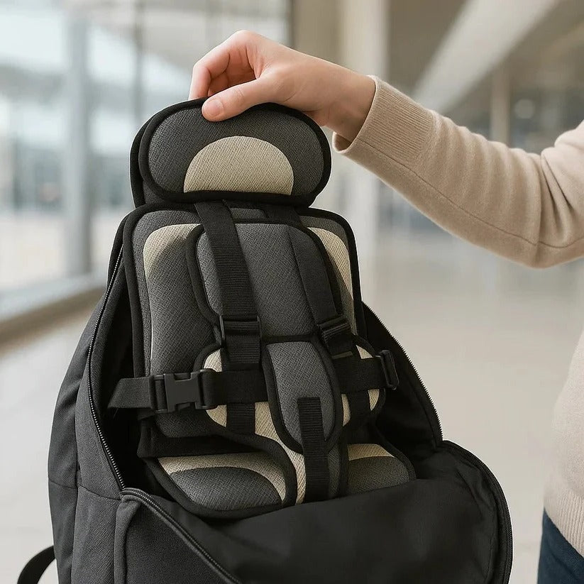 Opvouwbaar Reiszitje voor Kinderen met Vijfpuntsgordel – Compact Autostoeltje voor Onderweg – Veilig met Snelle Montage Taxi Huurwagen | Sulvida
