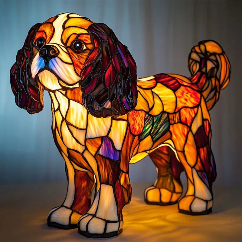 Handgemaakte Decoratieve Hondenlamp met LED-Verlichting voor Sfeervolle Interieurversiering – Warm Wit Licht 3000K voor Woonkamer, Slaapkamer of Kinderkamer | Sulvida
