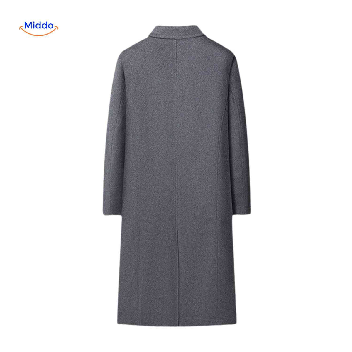 Wollen herenwintermantel klassiek Britse stijl lange woljas staande kraag herenjas elegante winterkleding | Sulvida