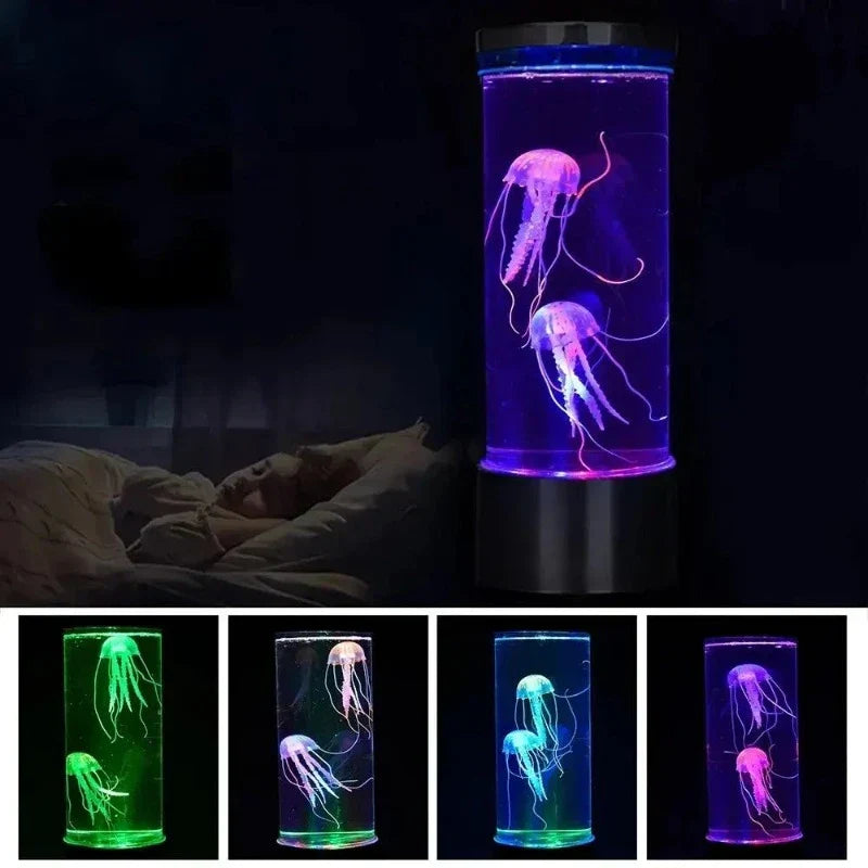 LED-stemmingslamp met kleurwisseling kwal decoratielamp sfeerverlichting voor kantoor woonkamer slaapkamer nachtlampje kwallendesign met rustgevend lichteffect | Sulvida