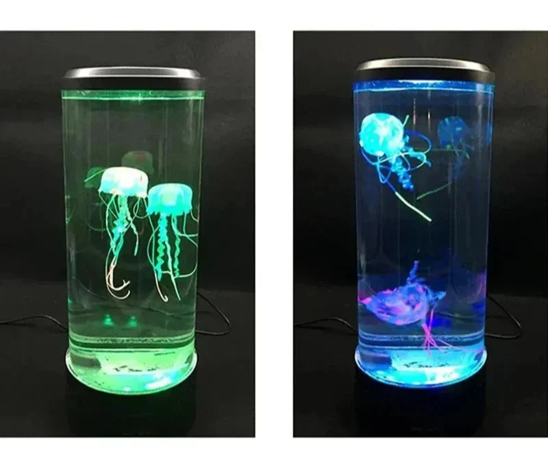 LED-stemmingslamp met kleurwisseling kwal decoratielamp sfeerverlichting voor kantoor woonkamer slaapkamer nachtlampje kwallendesign met rustgevend lichteffect | Sulvida