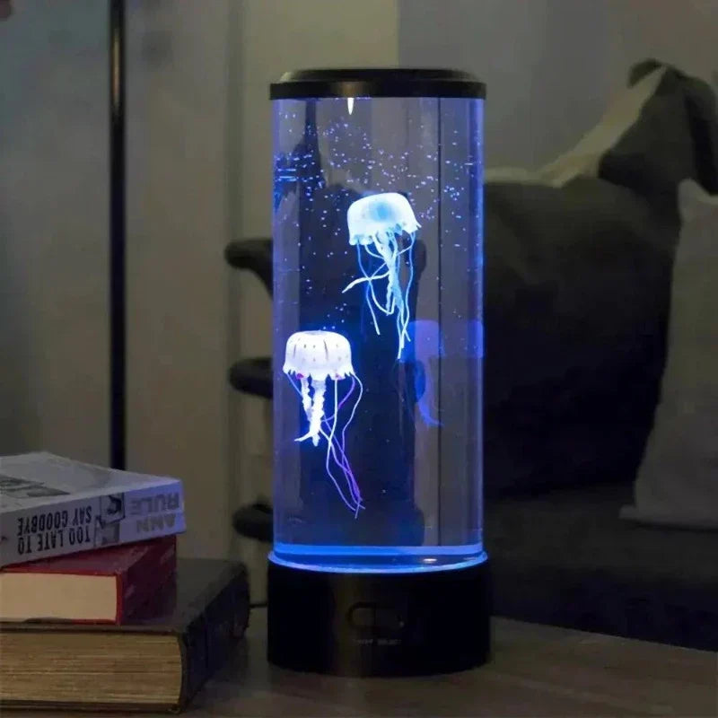 LED-stemmingslamp met kleurwisseling kwal decoratielamp sfeerverlichting voor kantoor woonkamer slaapkamer nachtlampje kwallendesign met rustgevend lichteffect | Sulvida