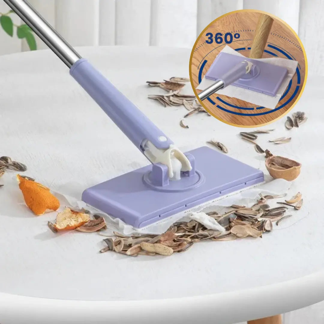 Compacte 360° Dweilsteel met Drukknop – Handig Schoonmaaksysteem voor Woonkamer Keuken Badkamer Laminaat | Sulvida
