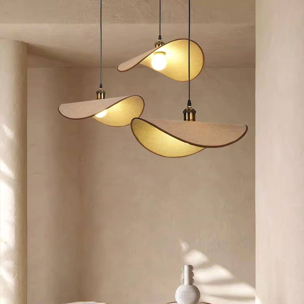 Hanglamp met Linnenkap en Houten Accenten Scandinavisch Design Dimbaar E27 Fitting voor Woonkamer Eetkamer | Sulvida