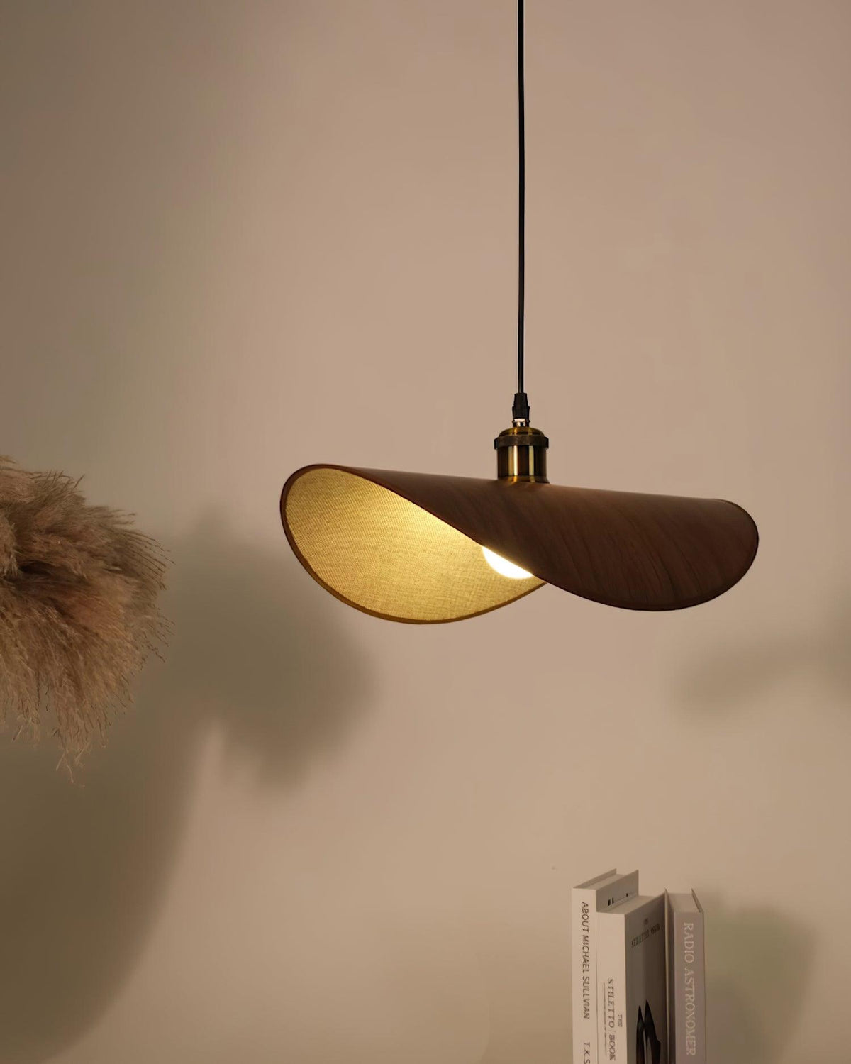 Hanglamp met Linnenkap en Houten Accenten Scandinavisch Design Dimbaar E27 Fitting voor Woonkamer Eetkamer | Sulvida