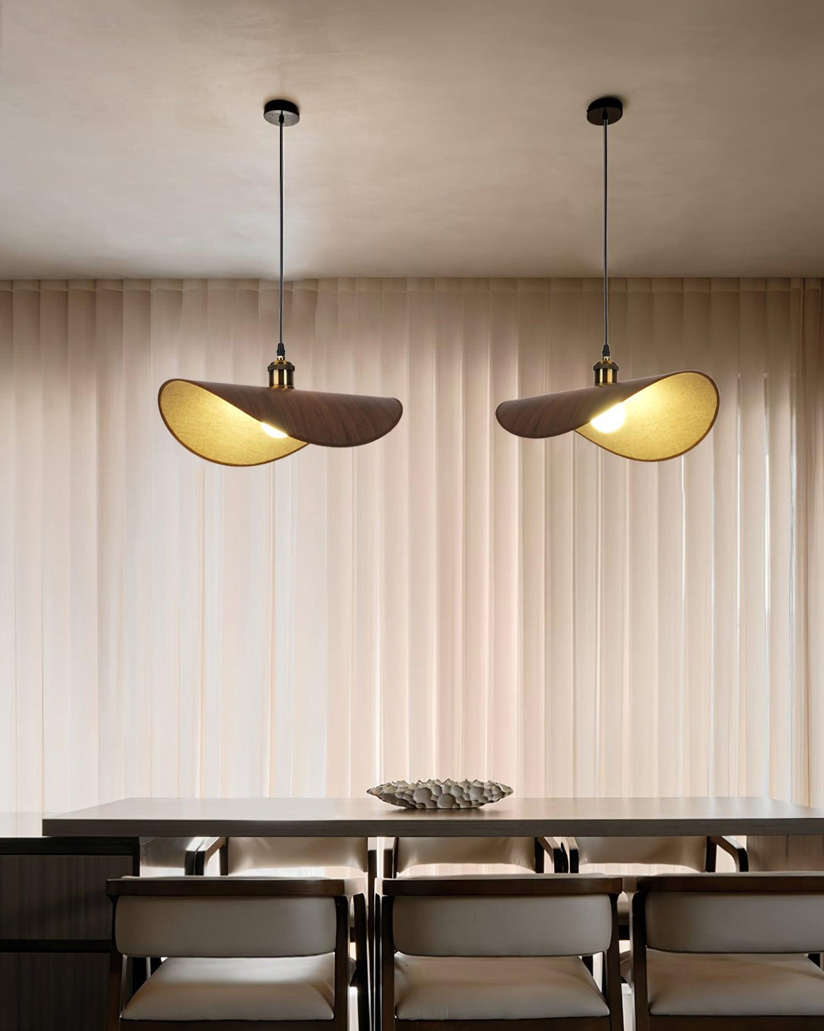 Hanglamp met Linnenkap en Houten Accenten Scandinavisch Design Dimbaar E27 Fitting voor Woonkamer Eetkamer | Sulvida